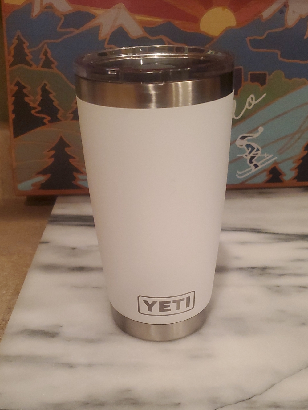 Yeti White Stainless Steel Travel Tumbler with Clear Lid